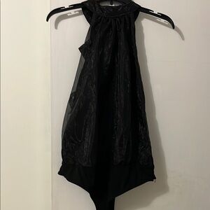 Elegant Black Sleeveless Backless Bodysuit